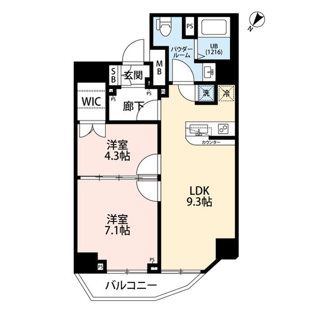 プレール・ドゥーク西巣鴨(2LDK/14階)の間取り写真