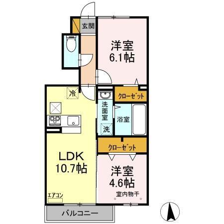 クライスファイブ(2LDK/1階)の間取り写真