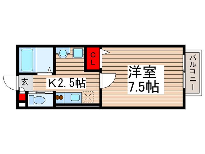 プリモフィオーレ(1K/1階)の間取り写真