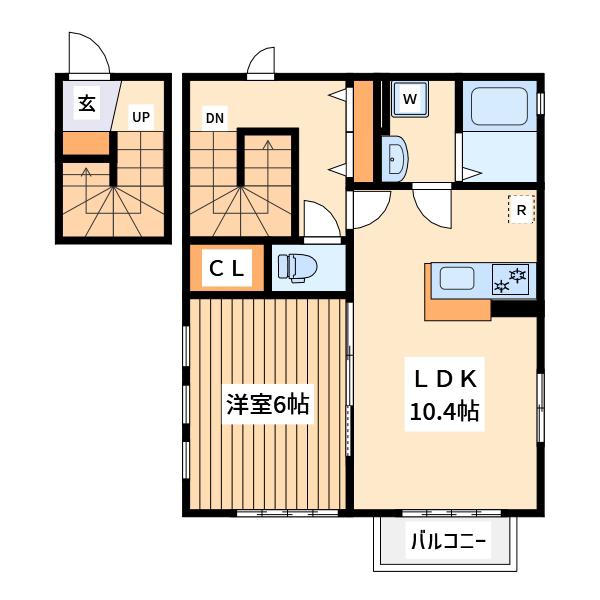 ボヌール新横浜(1LDK/2階)の間取り写真