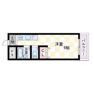 ガーデンパーティー西宮北口(ワンルーム/1階)の間取り写真