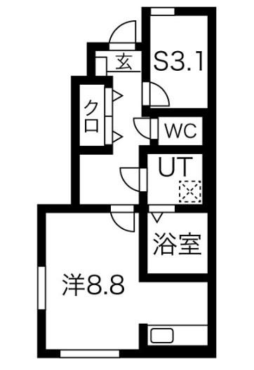 ラポール久野本(1SK/1階)の間取り写真