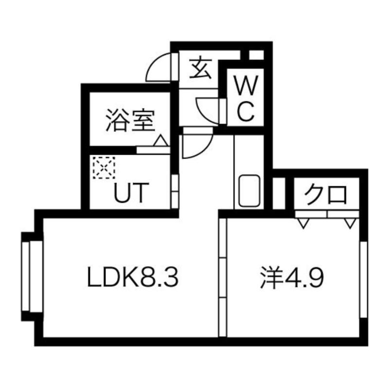 アスティ平岸(1LDK/1階)の間取り写真