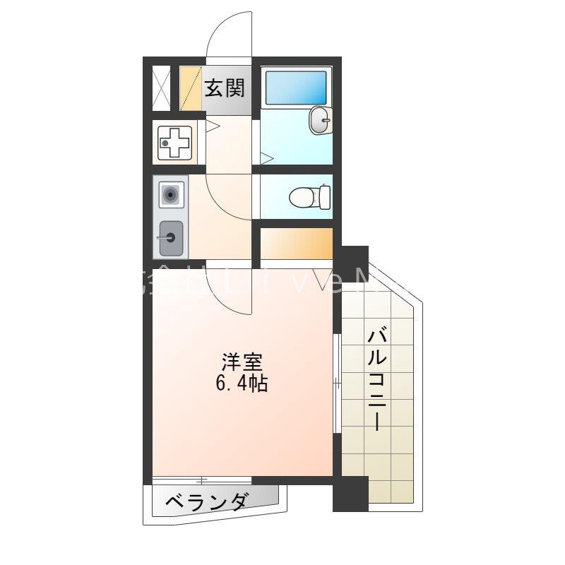 YKハイツ桜町(1K/6階)の間取り写真