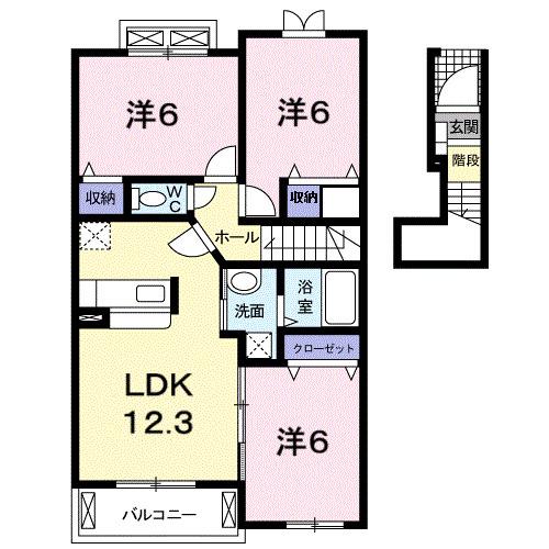 クリスタルコート(3LDK/2階)の間取り写真