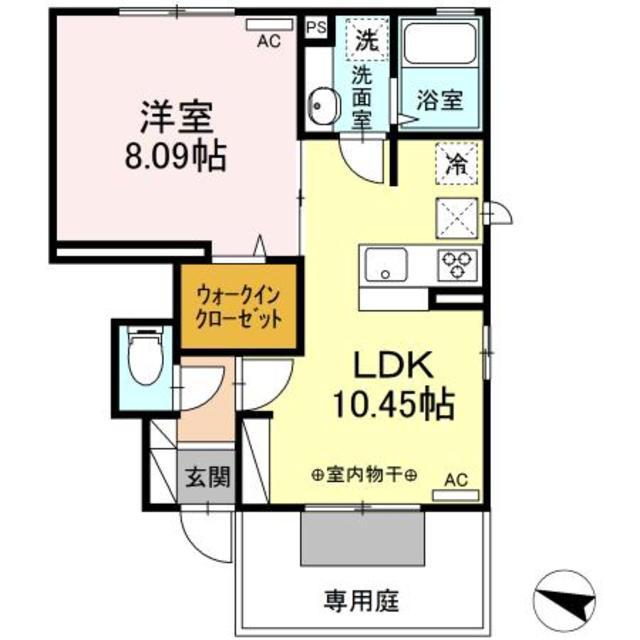 PARKSIDEASAMIパークサイドアサミ A棟(1LDK/1階)の間取り写真