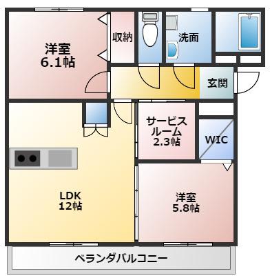 センチュリーコート網掛(2SLDK/2階)の間取り写真