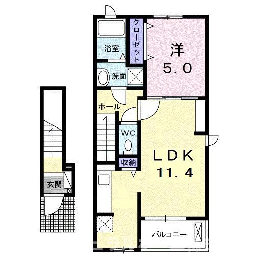 グリーン フィールド(1LDK/2階)の間取り写真