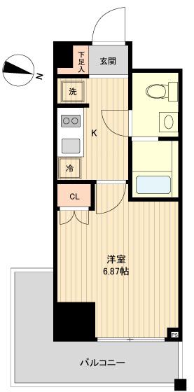 レノス新子安(1K/9階)の間取り写真