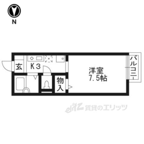 セジュール竹田(1K/1階)の間取り写真