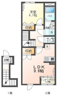 荒町アパート(1LDK/2階)の間取り写真