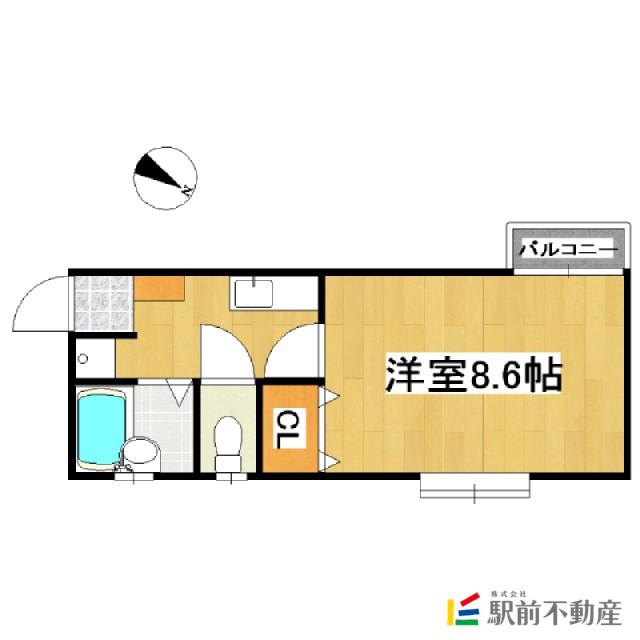 クレアトゥール地行(1K/4階)の間取り写真