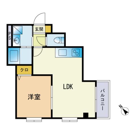 サンセール祖原(1LDK/1階)の間取り写真