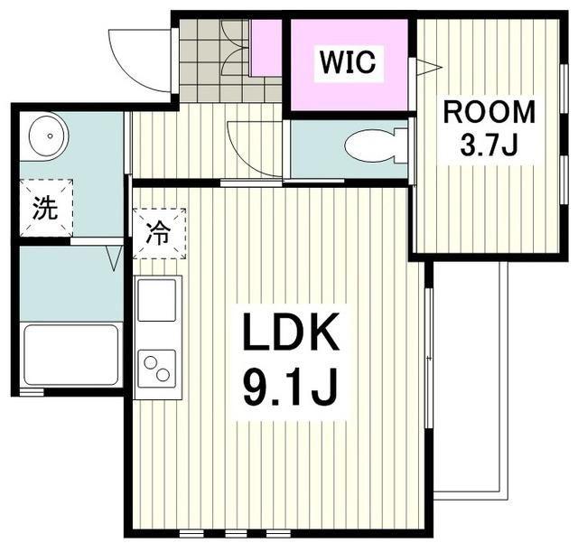 ラシーネ磯子(1LDK/2階)の間取り写真