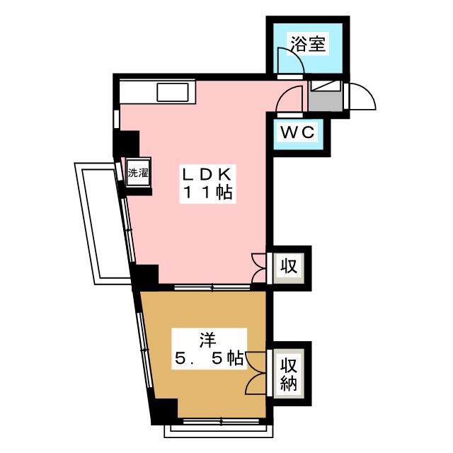 カワイビル(1LDK/2階)の間取り写真