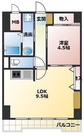 パークモダン新大阪(1LDK/4階)の間取り写真