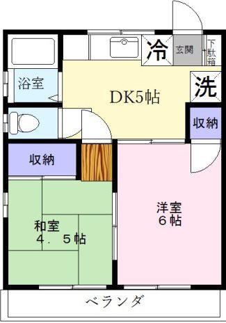 メゾン谷端(2DK/2階)の間取り写真