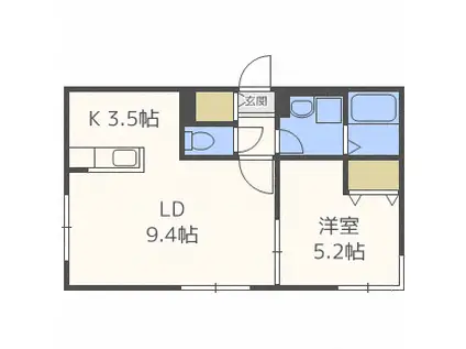 カーサ フォレスト西町(1LDK/4階)の間取り写真