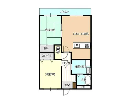 WAKATSU2(2LDK/1階)の間取り写真