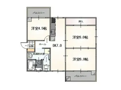 サインポスト(3DK/2階)の間取り写真