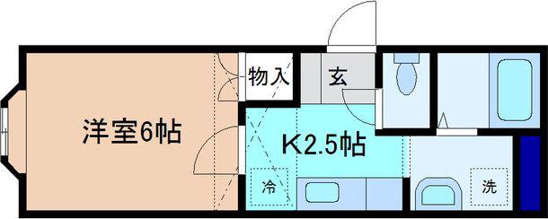 セルーラ大領中III(1K/2階)の間取り写真
