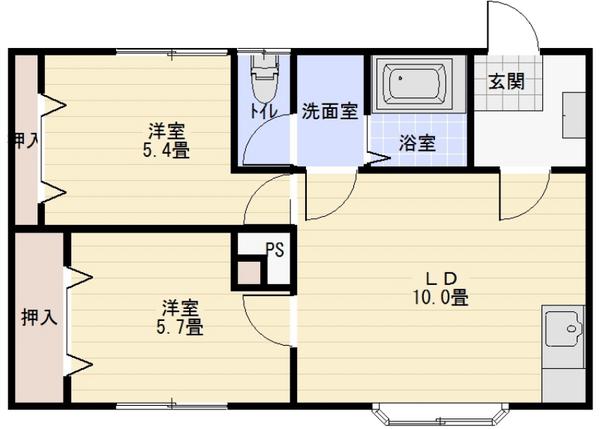 近藤ハイツ(2LDK/1階)の間取り写真
