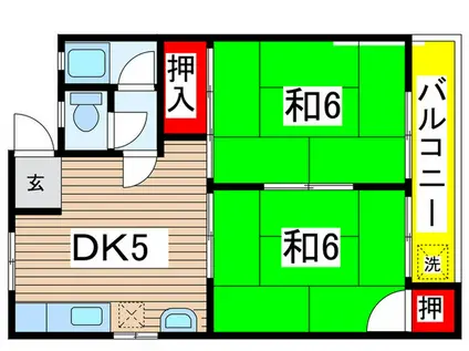第一石丸ビル(2DK/3階)の間取り写真