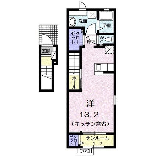 エクラ22(ワンルーム/2階)の間取り写真
