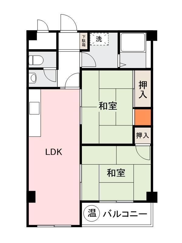 桜町ハイツ(2LDK/3階)の間取り写真