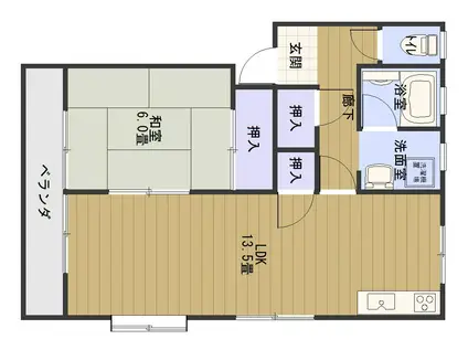 コーポノエヴィラ(1LDK/1階)の間取り写真