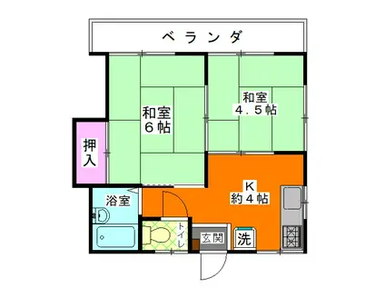 モリタコーポ(2K/2階)の間取り写真