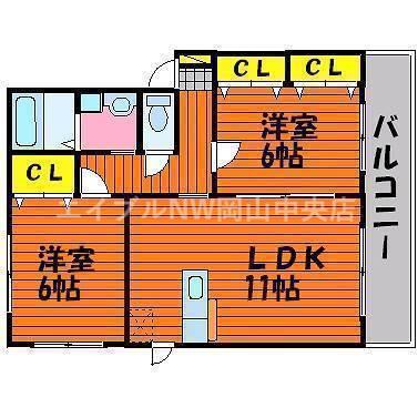 ペアフィールドA(2LDK/2階)の間取り写真