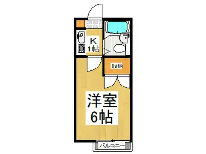 キャトルセゾンわかば(1K/1階)の間取り写真