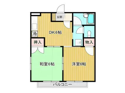 タウンハイツアリエス(2DK/1階)の間取り写真