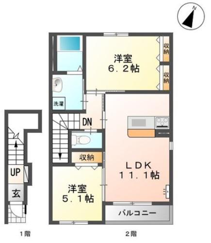 ステイゴールド(2LDK/2階)の間取り写真