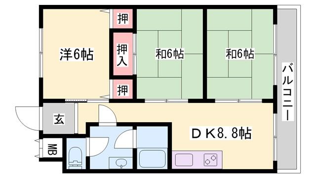 茜六番館(3DK/3階)の間取り写真