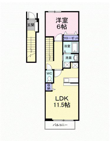 エスプワール(1LDK/2階)の間取り写真