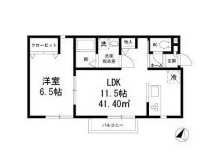 オランジュMSH(1LDK/1階)の間取り写真