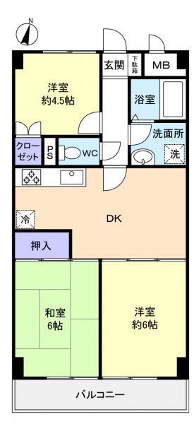 YS習志野台(3DK/1階)の間取り写真