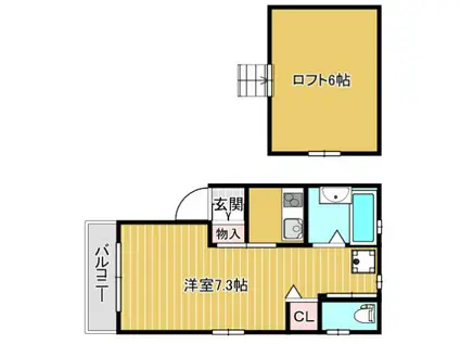 アッシュビーアコダ(1K/1階)の間取り写真