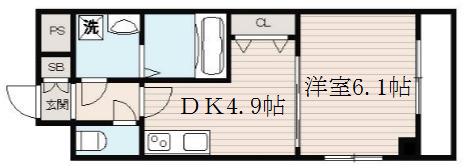 S-FORT福島EBIE(1DK/6階)の間取り写真