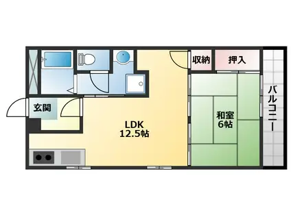 ハイツせせらぎ北棟(1LDK/3階)の間取り写真