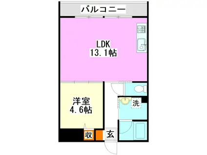 アフレール(1LDK/2階)の間取り写真