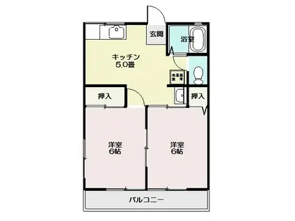 ニュー前坪A棟(2DK/2階)の間取り写真