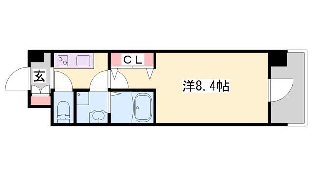 アルティザ姫路(1K/12階)の間取り写真