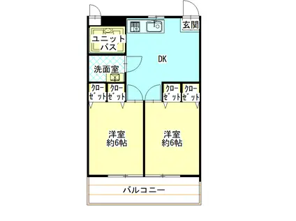 フレンズ(2DK/2階)の間取り写真