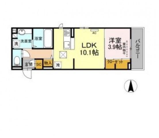 ウェイズK(1LDK/3階)の間取り写真