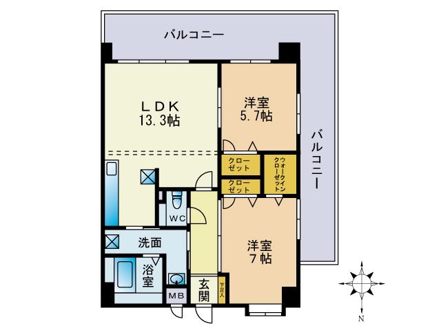 ツインリバーマーレ(2LDK/4階)の間取り写真