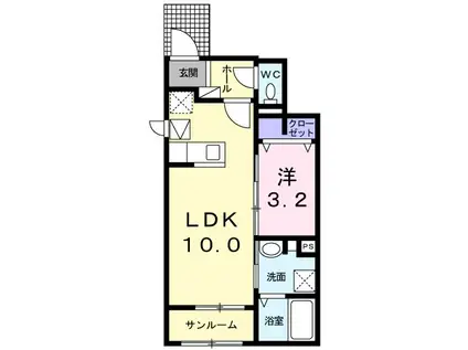 マ・メゾン土器 II(1LDK/1階)の間取り写真