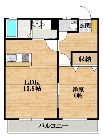 アムールLIVELY常磐(1LDK/1階)の間取り写真